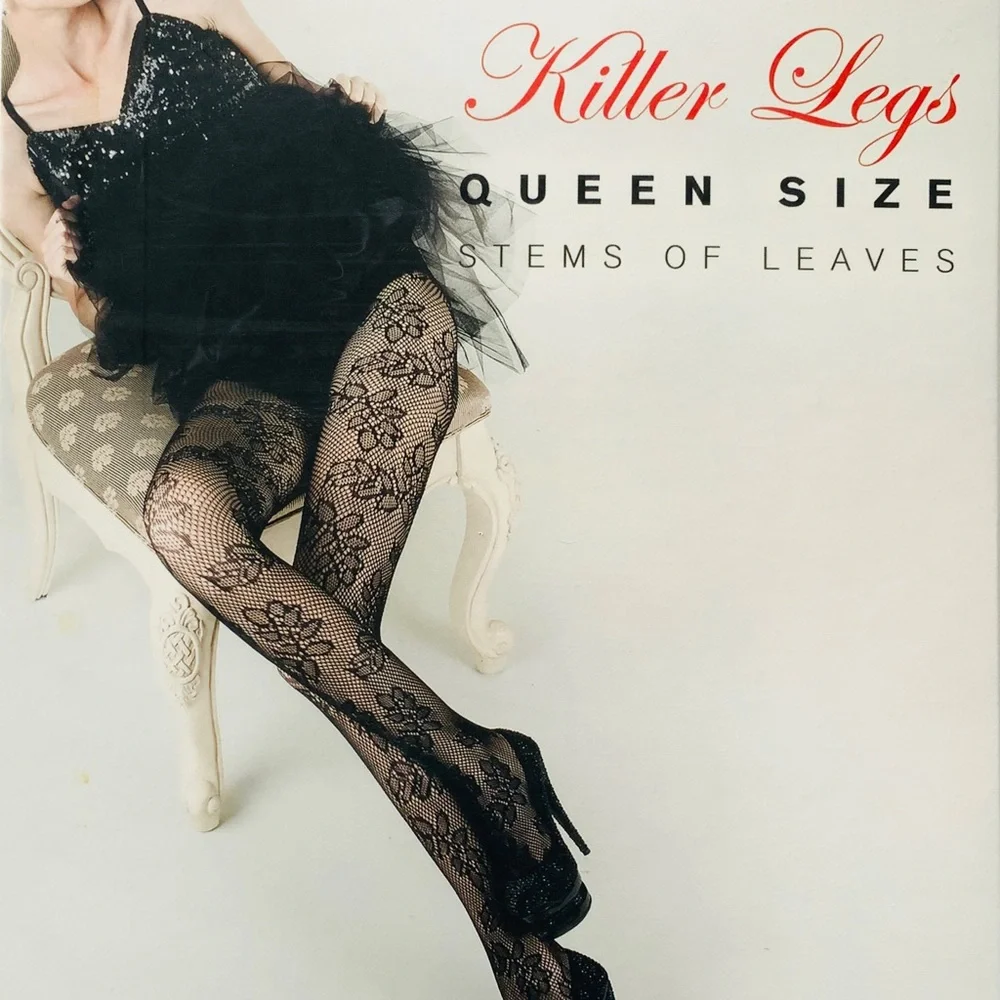Killer Legs Leaf Design Fishnet Tights Black Queen Size NWT